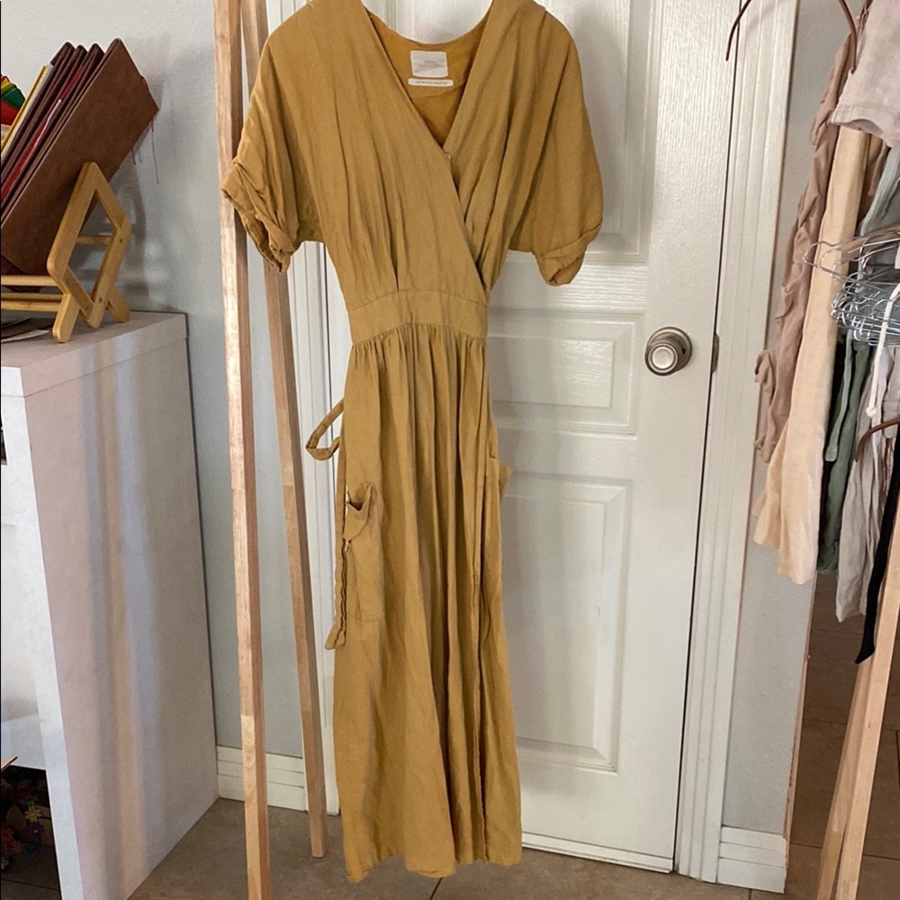 Urban Outfitters Gold Tan Wrap Maxi Dress
